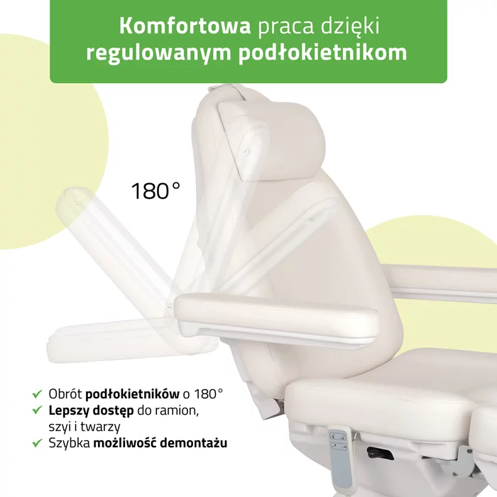 Fotel kosmetyczny Elara PRO 6P - biały