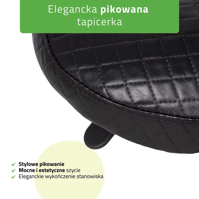 Taboret siodłowy LUMO - czarny pikowany