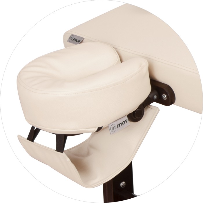 Leżanka spa - stół do masażu, ciemna podstawa drewniana + biała tapicerka