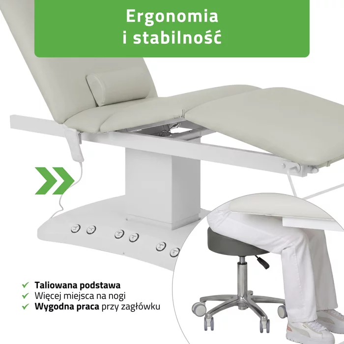 Fotel łóżko kosmetyczne Serenity ERGO 4 szare