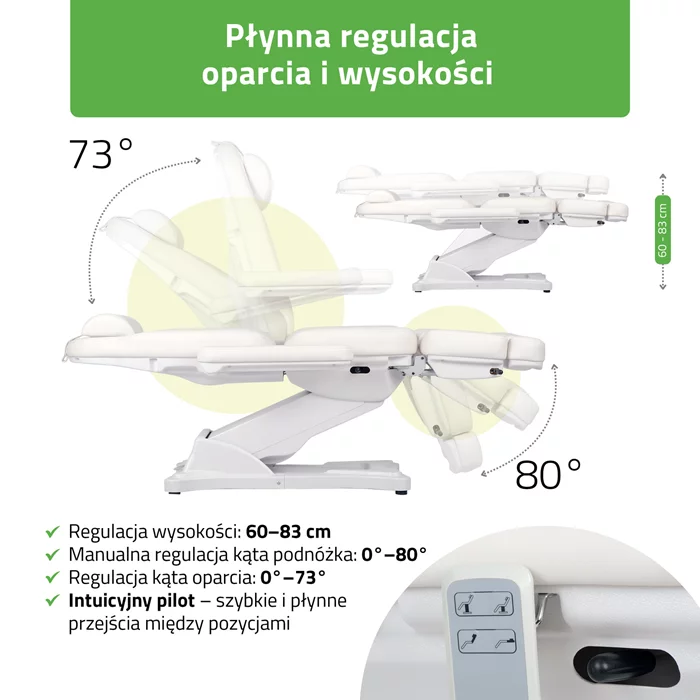 Fotel kosmetyczny Elara PRO 6P - biały