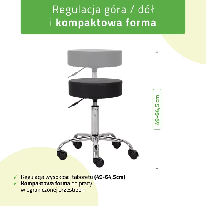 Taboret kosmetyczny na kółkach, TILA - czarny