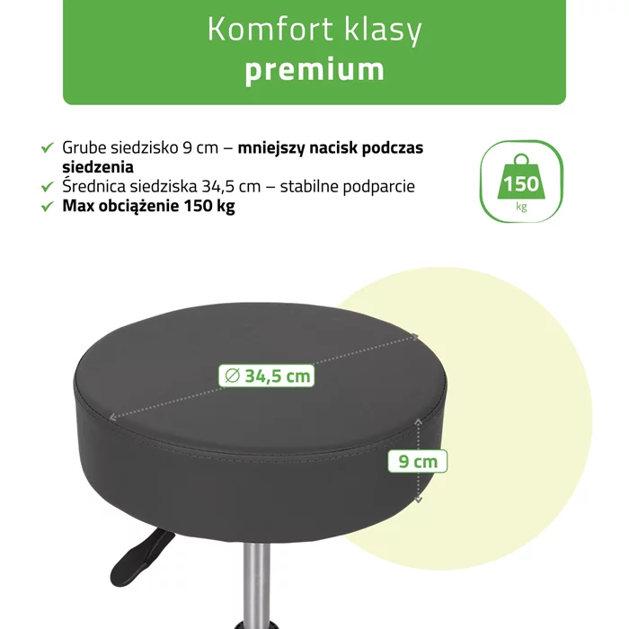 Taboret kosmetyczny na kółkach - MOBI - szary
