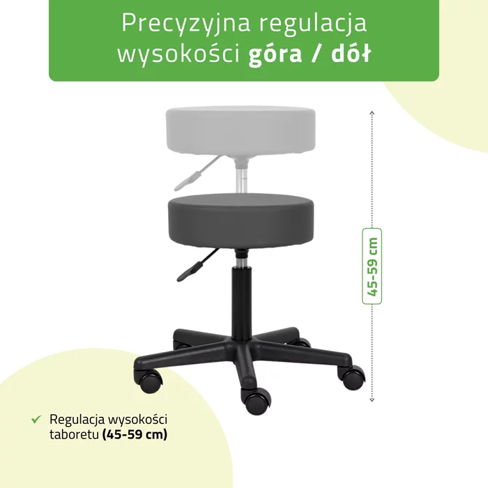 Taboret kosmetyczny na kółkach - TIMO - szary