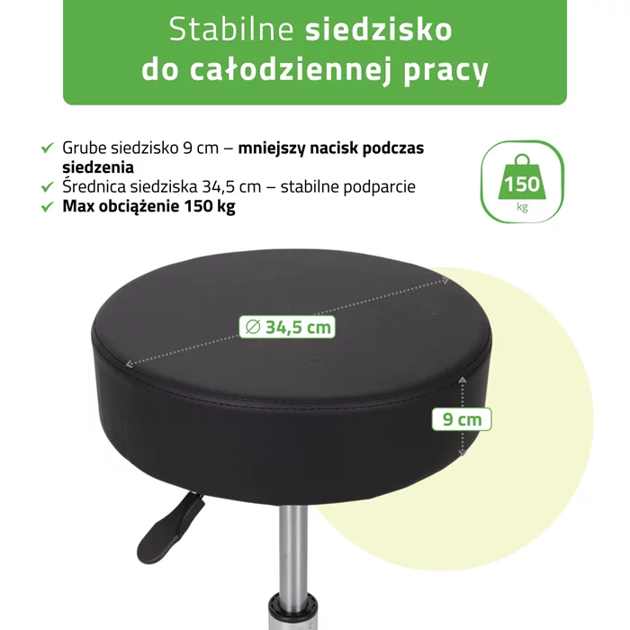 Taboret kosmetyczny na kółkach, TILA - czarny