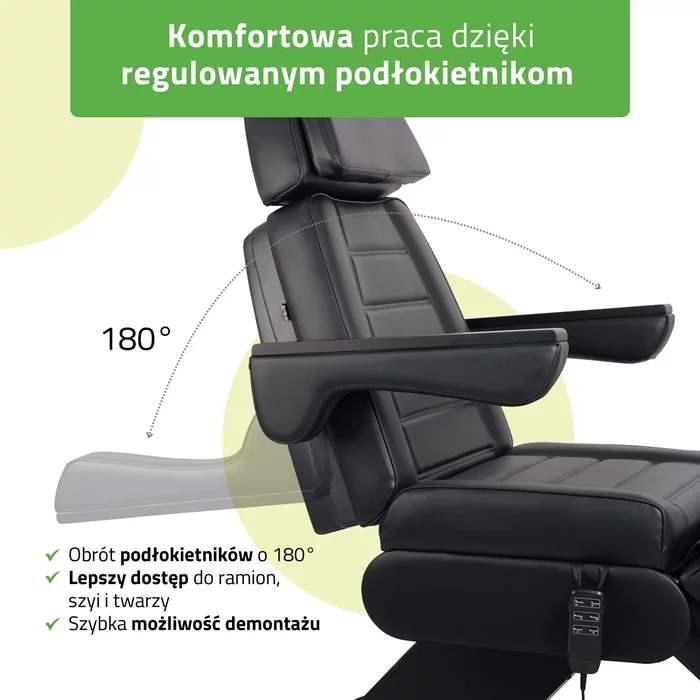 Fotel kosmetyczny czarny - Leo PRO 4