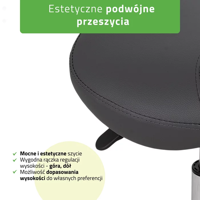 Taboret siodłowy, kosmetyczny - LILA - szary