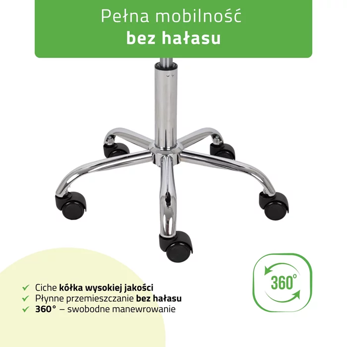 Taboret kosmetyczny na kółkach - TILA - biały