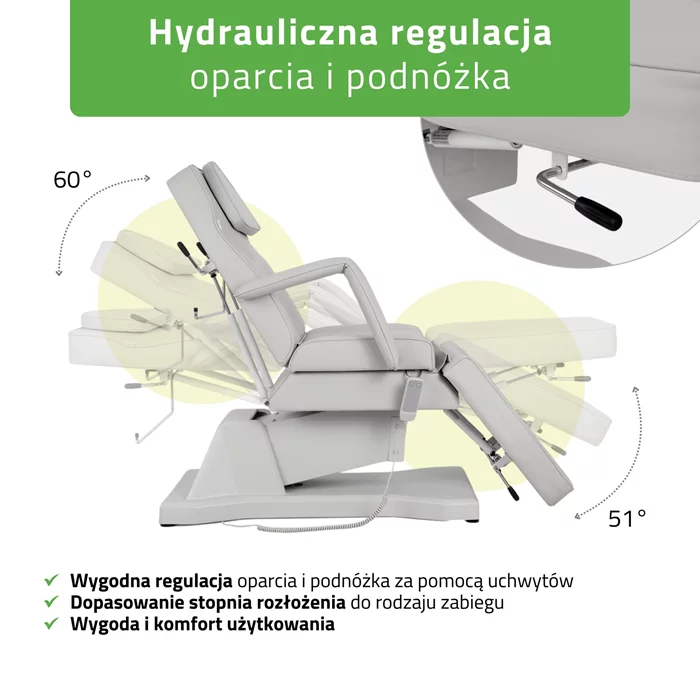 Fotel kosmetyczny, elektryczny szary - Laris