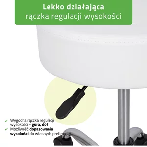 Taboret kosmetyczny na kółkach - TILA - biały