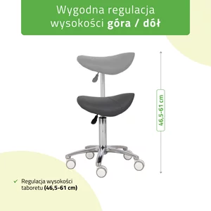 Taboret siodłowy, kosmetyczny - LILA - szary
