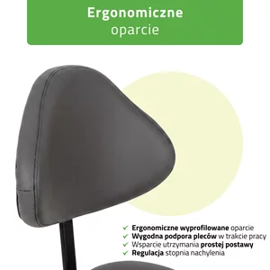 Taboret siodłowy z oparciem SOLA - szary