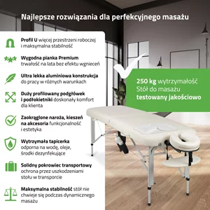 Składany stół do masażu - VERA (biały)