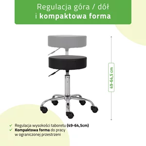 Taboret kosmetyczny na kółkach, TILA - czarny