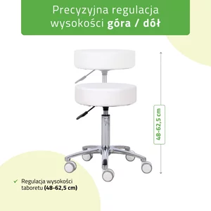 Taboret kosmetyczny na kółkach - MOBI - biały