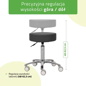 Taboret kosmetyczny na kółkach - MOBI - szary