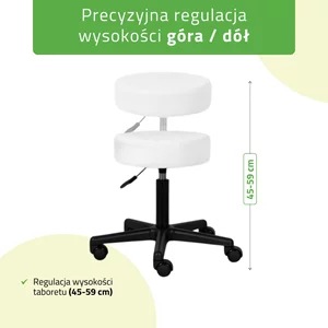 Taboret kosmetyczny na kółkach - TIMO - biały