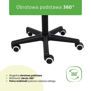 Taboret obrotowy na kółkach LUMO - biały
