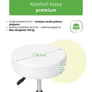 Taboret kosmetyczny na kółkach - TIMO - biały