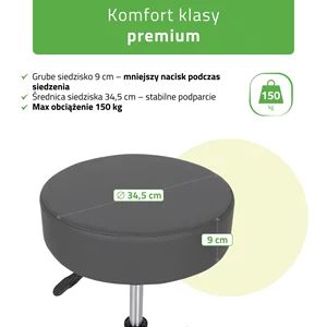 Taboret kosmetyczny na kółkach - TIMO - szary